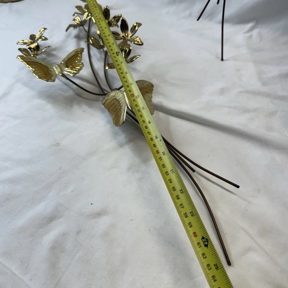 Vintage MCM Brass Butterfly & Flower HOMCO Home Interiors 25" Wall Art Set 2 - Picture 4 of 4